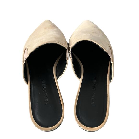 Jenni Kayne Oiled Leather Mule Size 37 US 7 Suede Point Toe Natural Minimalist - Picture 6 of 13